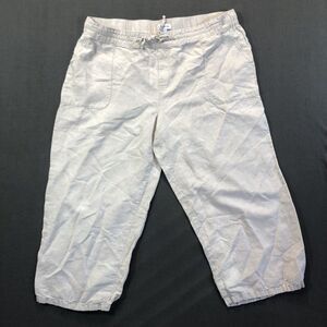 Liz Claiborne Cropped Pants XL Linen Cotton High Rise Wide Leg Pull On Capris